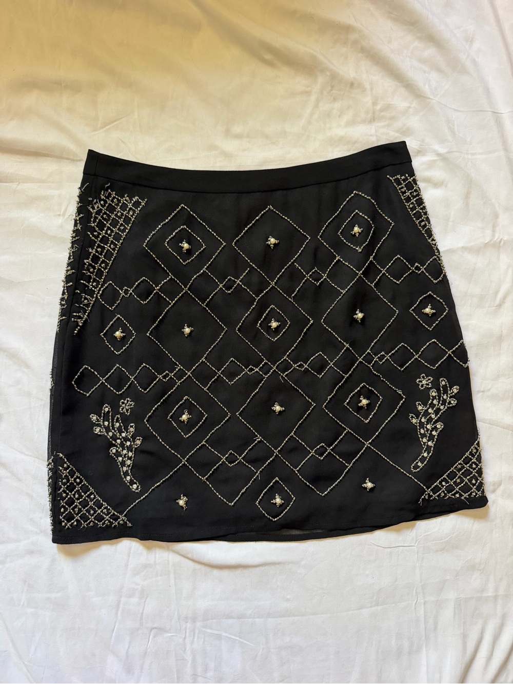 Love 21 Forever 21 Black Mini Beaded Skirt Y2K Dainty Size Small